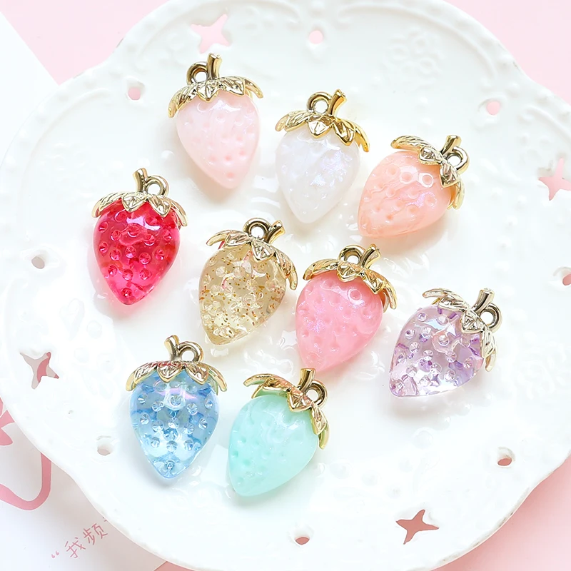 1pcs Acrylic Transparent Large Size Strawberry Pendant DIY Handmade Jewelry Bracelet Necklace Ear Accessories Material Charms