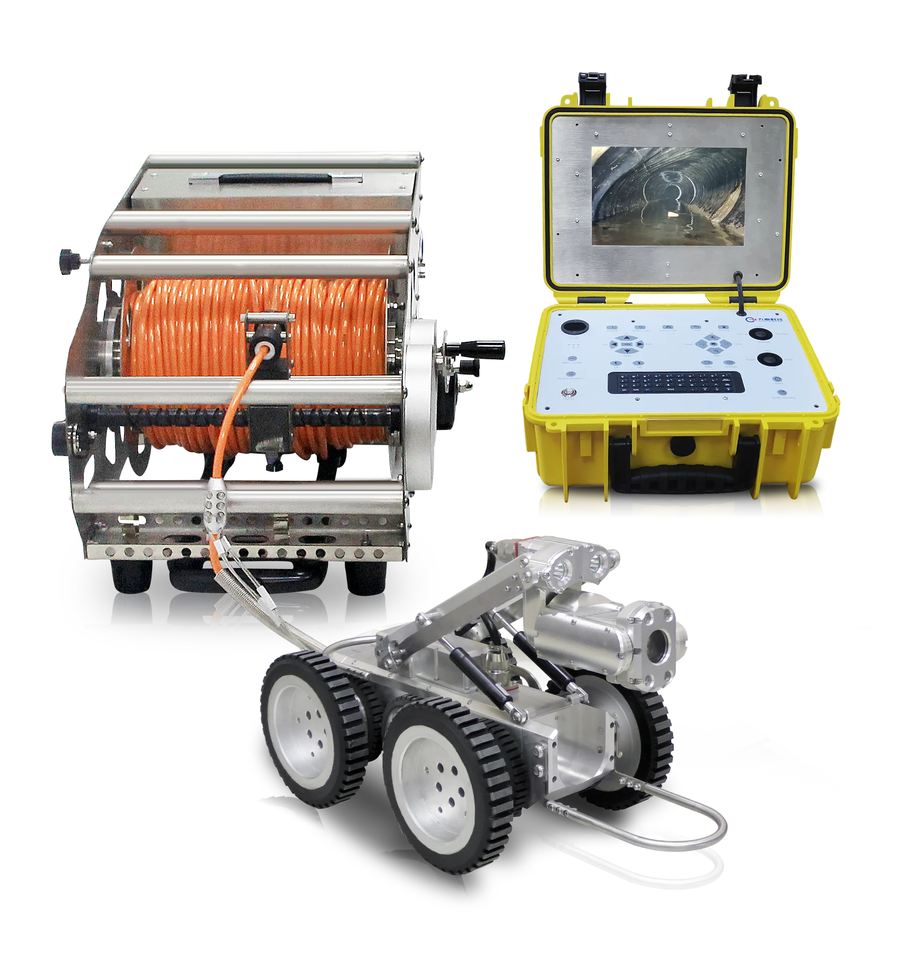 GT108 PTZ Testa della telecamera Sistema di ispezione tubi urbani Condutture di scarico fognarie Ispezione Endoscopio Telecamera robot cingolata