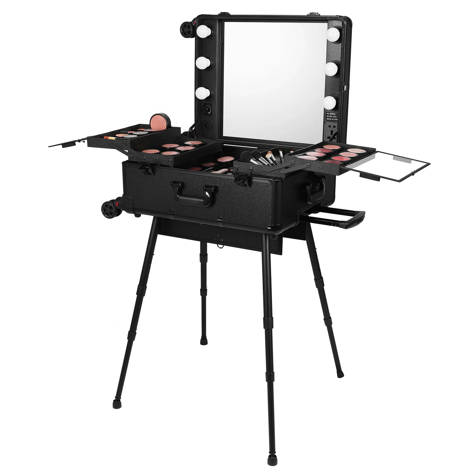 

Rolling Professional Artist Trolley with Mirror and Lights Mobile Makeup Artist Trolley with Wheels Stands for Women and Girls