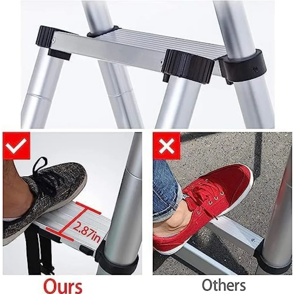 Extension Step Ladder 6+7 Step(6.6ft + 7.5ft) Aluminum Herringbone  A-Frame Telescoping Lightweight Step