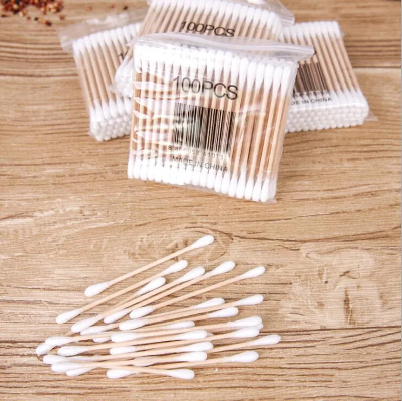 100pcs Per Pack, 5 Packs, Double-ended Cotton Swabs, Baby Cotton Swabs, Ear Cleaning Sticks, Healthy Cleaning Tools