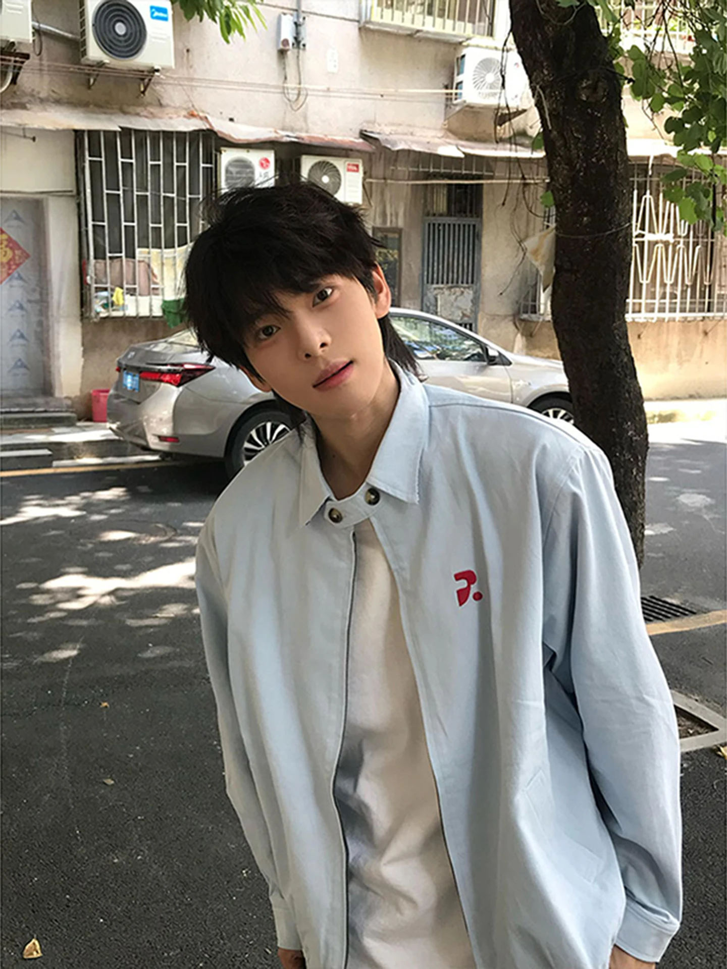 

Мужская осенняя элитная прошитая рабочая одежда Cleanfit Blue Harington Jaet, бейсбольная одежда с воротником, свободный крой, хлопок без железа