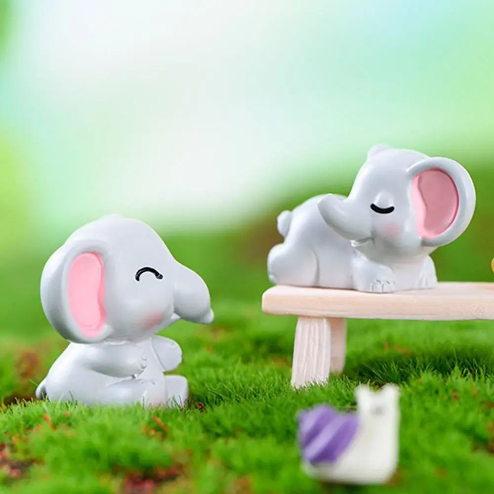 Cute Mini Elephant Statues Resin Crafts DIY Elephant Figurines Miniature Handmade Delicate Micro Landscape Decoration