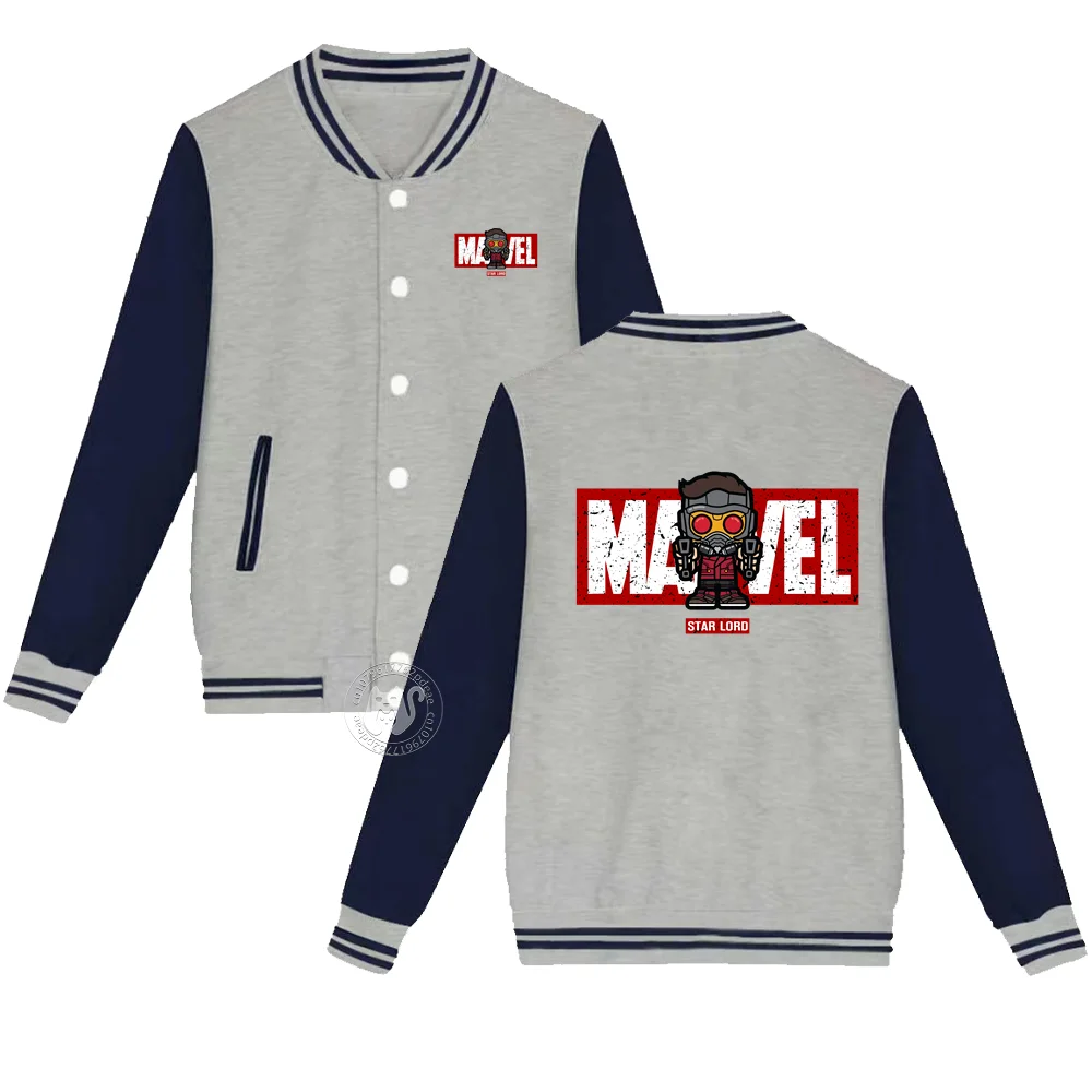 

Superhero Kids Fall/Winter Thickened Thermal Jacket Iron Man Print Boys & Girls Baseball Uniform 2-14 years old Loose coat