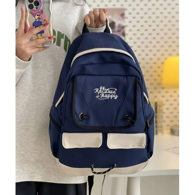 Zaino in nylon per ragazze adolescenti del campus vintage Borsa per libri per studenti delle scuole superiori Zaino per laptop