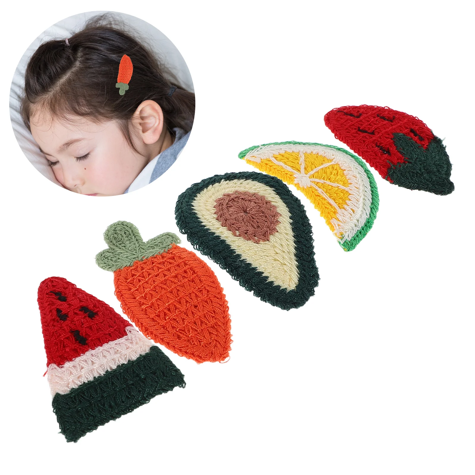 

5 шт. заколки для волос с клубникой и фруктами, аксессуары для пряжи, мультяшные зажимы