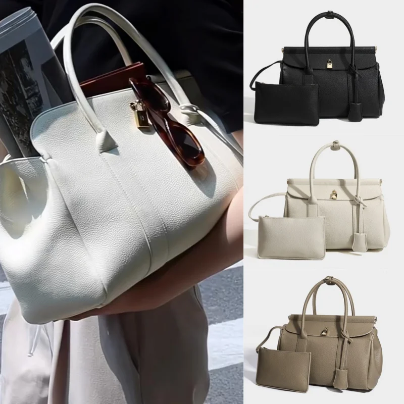 Woman High-grade Handbag Padlock Design Commuter Bag Crossbody Brand Large Capacity Leather Bag Travel Tote Include Small Wallet