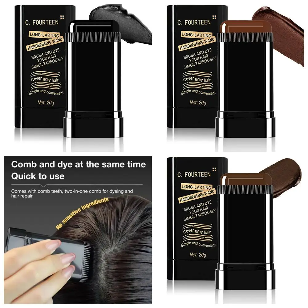 New Waterproof Comb Hair Dye Black Color Easy to Use 2 in 1 Instant Dye Sweat-proof Hair Dye Comb Stick for Gray Hair Coverage