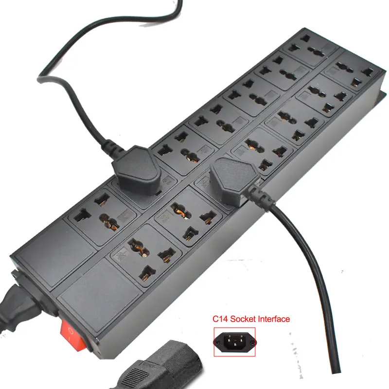 C14 port PDU power strip 2-24 Unit Universal output socket Network Cabinet Rack Switch wireless Electrical Socket