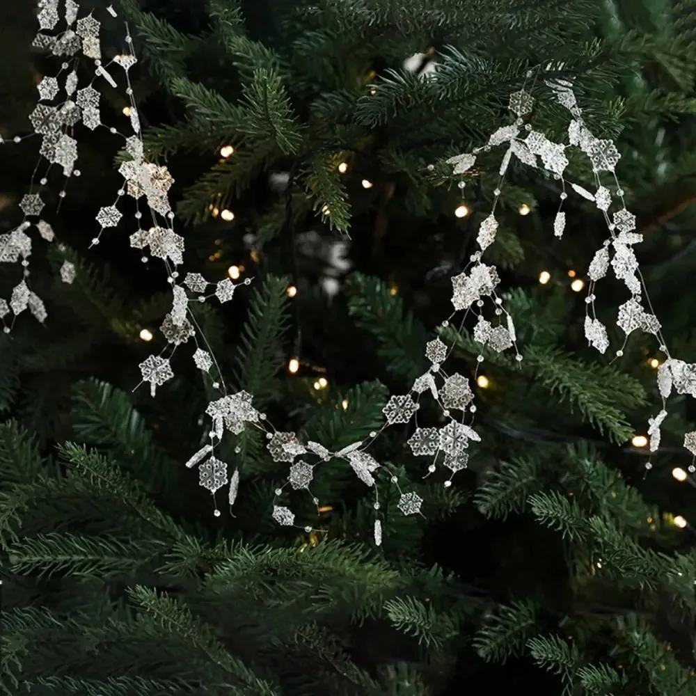 

Decorative Fishing Line Pearls Chain Artificial Clear Snowflake Beads Chain 2M Glitter Christmas Tree Beads Chain Wedding Decor