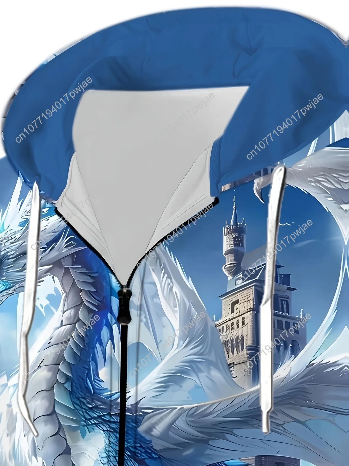 Felpa con cappuccio da uomo con stampa drago fantasy 1 pezzo, giacca casual in poliestere con leggermente elasticizzato, tessuto lavorato a maglia con motivo animale, colletto con cappuccio, Z