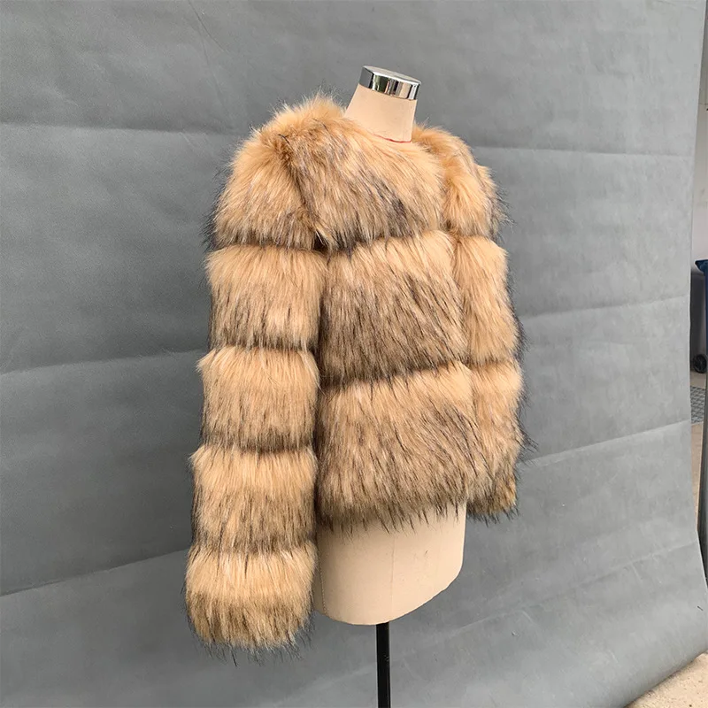 Women Faux Fur Short Coats Thick Warm V Neck Casual Furry Jackets Cardigan Long Sleeves Streetwear Autumn Outwear Winter 2025