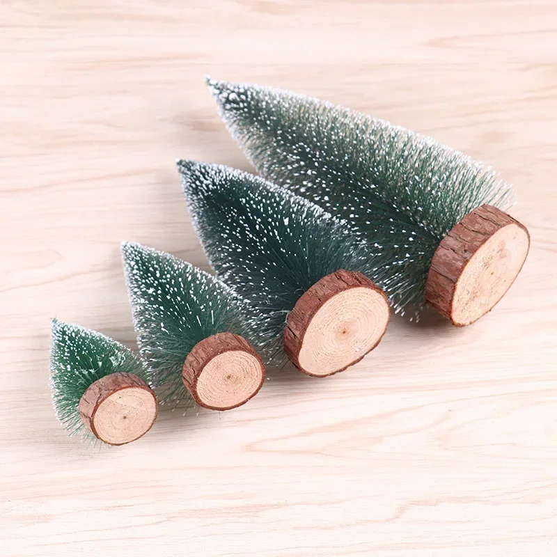 1Pc 10cm-30cm Mini Pine Christmas Tree Artificial Tabletop Decorations Festival Plastic Miniature Tree 2023 New Year Decor Xmas