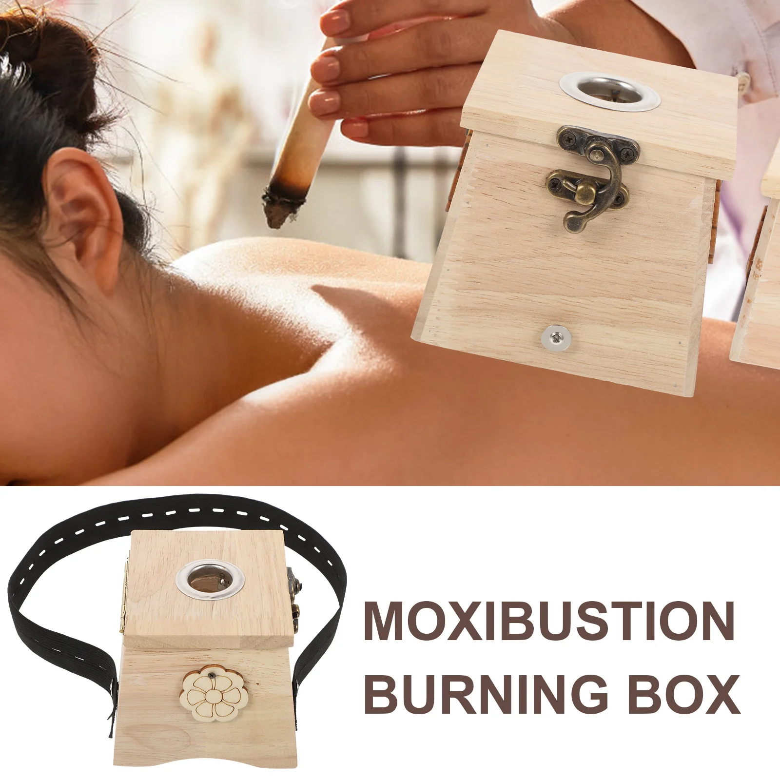 

Moxibustion Warm Instrument Single Hole Moxas Stick Burner Holder Portable Box Body Massager Wooden Fabric Steel