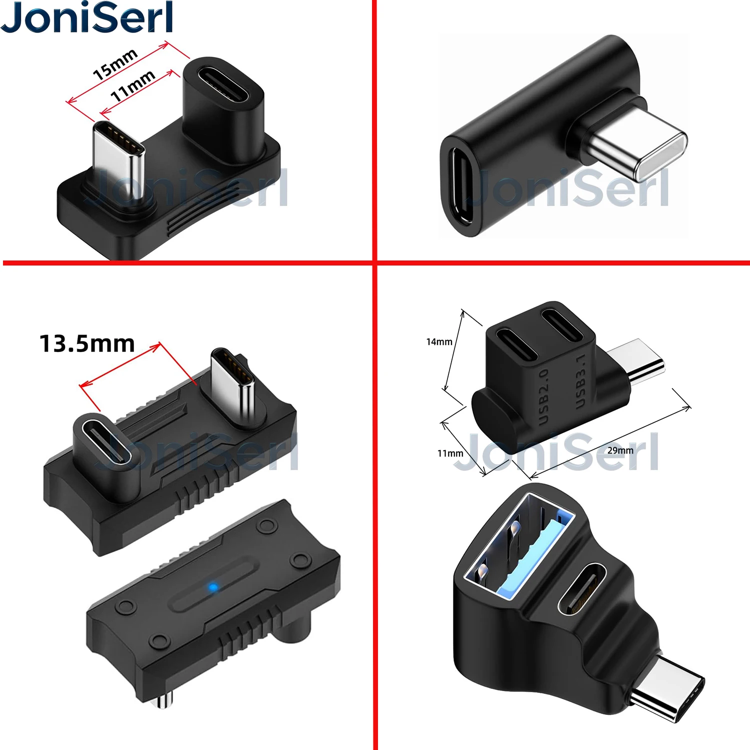 180 Degree Angle USB Adapter for Steam Deck 1 To 2 USB C Adapter 20Gbps 8K 60HZ PD 140W Extension Connector for ASUS Rog Ally