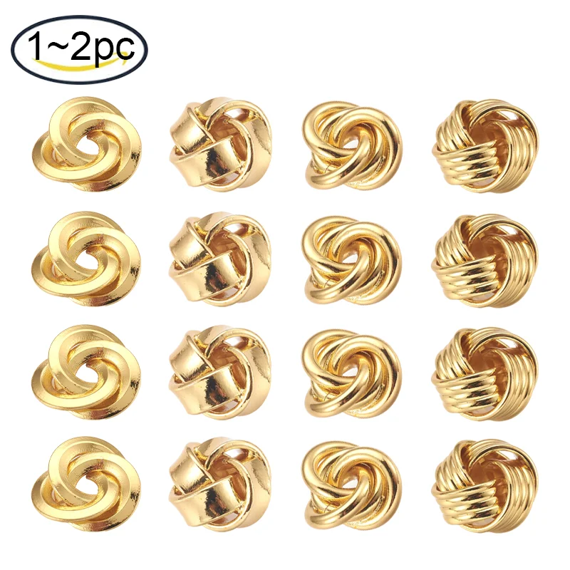 

1-2pc Twist Metal Stud Earrings Making Hollow Geometric Knot Bead Gold Color Earring Personality Unusual Earrings Making Supplie