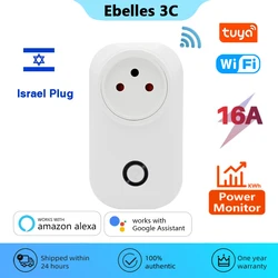 IsraeL Wifi Smart Plug Tuya Smart Home 16A Socket with Power Monitor App Timer Voice Control for Alexa Google