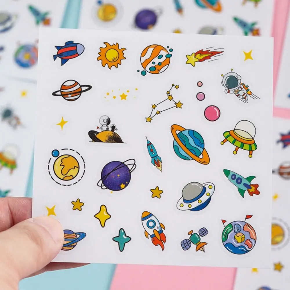 1/10Pcs Cute Cartoon Patterns PVC Stickers Waterproof Colorful Notebook Decoration Space Astronaut Scrapbook Decor