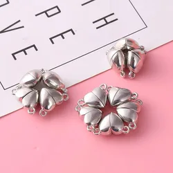 5Pairs Love Heart Magnetic Connected Clasps Metal Magnet Charms End Caps For DIY Jewelry Making Couple Bracelet Necklace