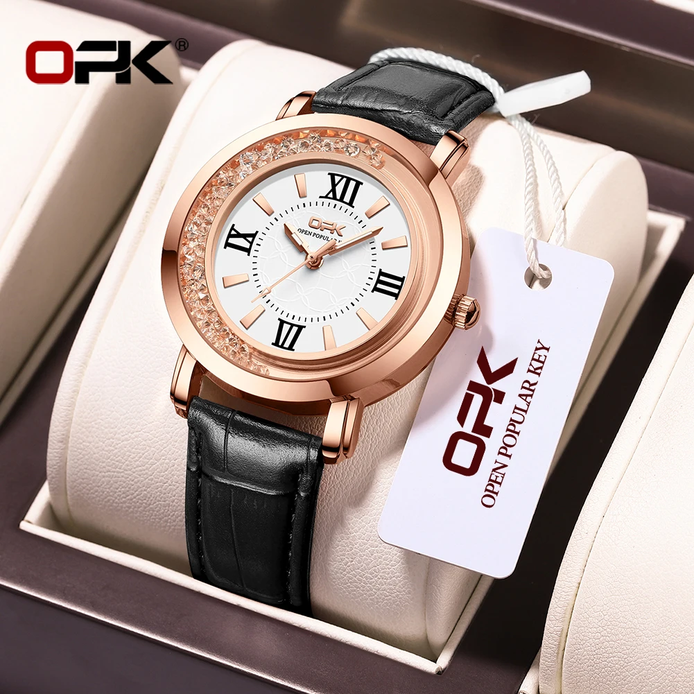 OPK Brand Waterproof Three-Pin Real Nail Scale Ladies Quartz Watch 8611
