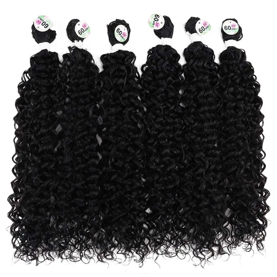 Meepo Synthetic Curly Hair Bundles Organic Fiber 60-70CM Fake Hair Bundles Carnaval Curly Hair for Women Black Braiding Hair