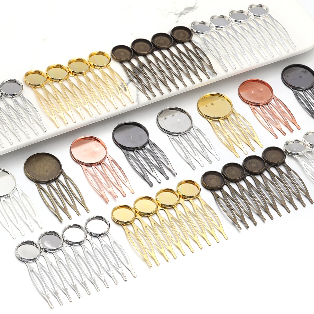 5/10 stücke Metall Zähne Haar Kamm Clips Eisen Haarnadel Blank Tablett Basis Runde Cabochon Cameo Für Schmuck Machen Haarnadeln haar Liefert