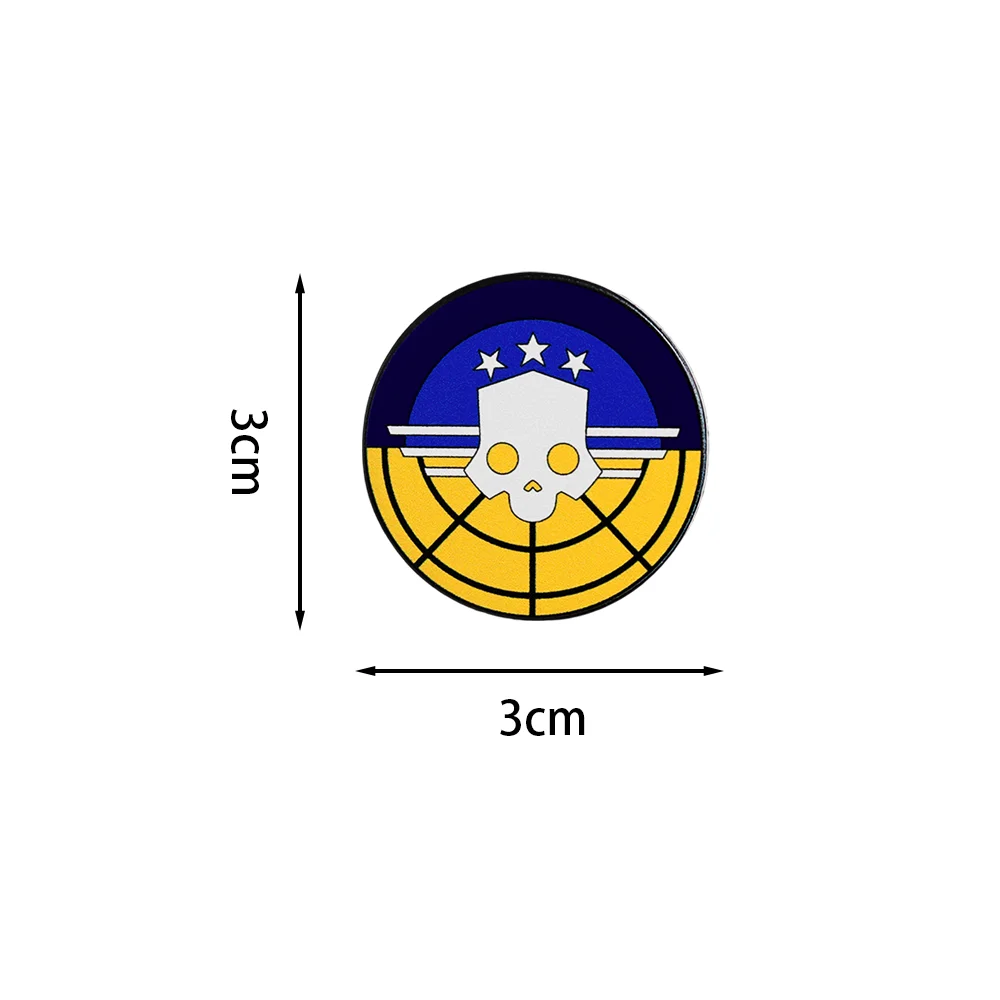 Cartoon-Schädel-Stern-Emblem-Anstecknadel, klassische Spiel-Peripherie-Brosche, interstellares Design, Metallabzeichen, Sammlerstück für Spielefans, Geschenk – Detail 2