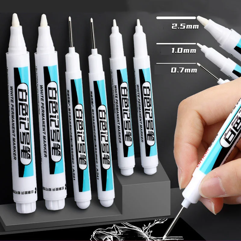 Oily White Marker Pen Graffiti Pens Waterproof Permanent Gel Pen Painting Notebook Environmental Maker Pen for Metal Ceramics