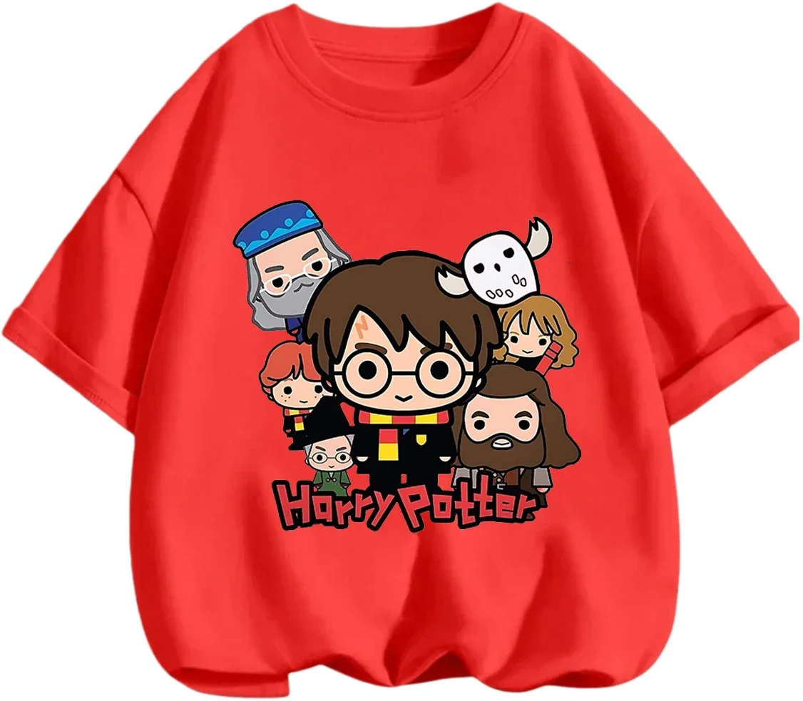 Summer Casual Crew Neck T Shirt Cute Cartoon Harry Potter Street Fashion Outdoor Leisure Kids Boys Girls 3 14 Years