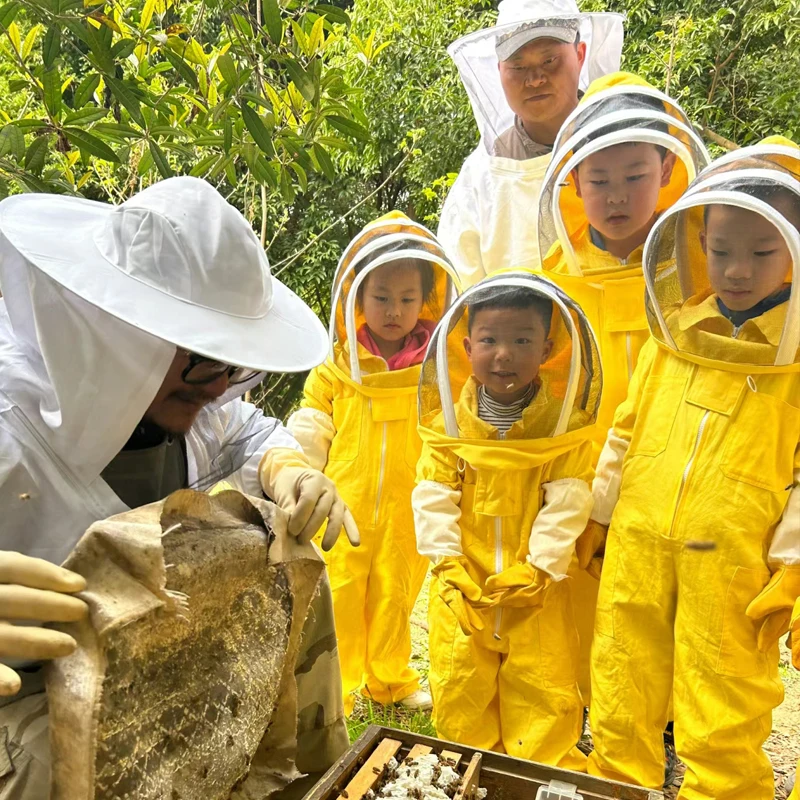 1セット子供用通気性蜂よけスーツ、養蜂練習服、子供用養蜂服、