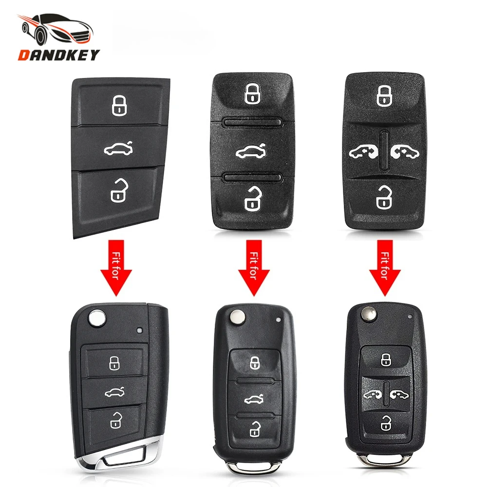 KEYYOU 10PCS 3 Buttons Pad Replacement Car Key Rubber For VW Golf 4 5 7 MK7 Tiguan Skoda Octavia A7 For Seat Leon Ibiza Altea