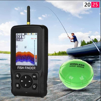 English/Russian 200meters Colorful Wireless Fish Finder Dot Matrix Sonar Sensor Transducer Depth Echo Sounder  Recharged Battery
