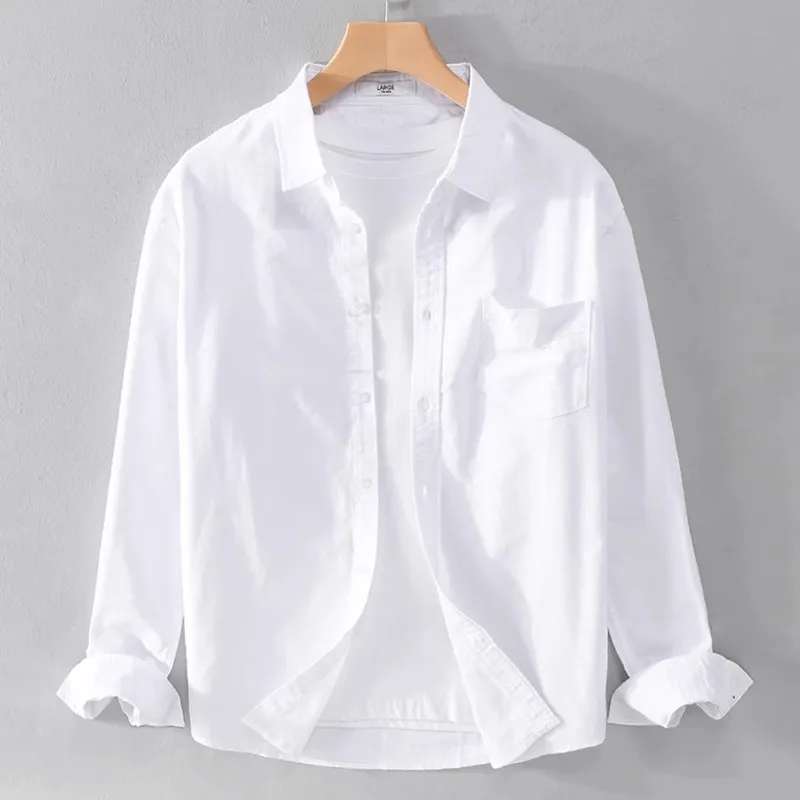 Casual Loose Long Sleeve Shirt Men's Thin Pure Color Summer High End Workwear Jacket Polyester Fiber Business Gentleman Style