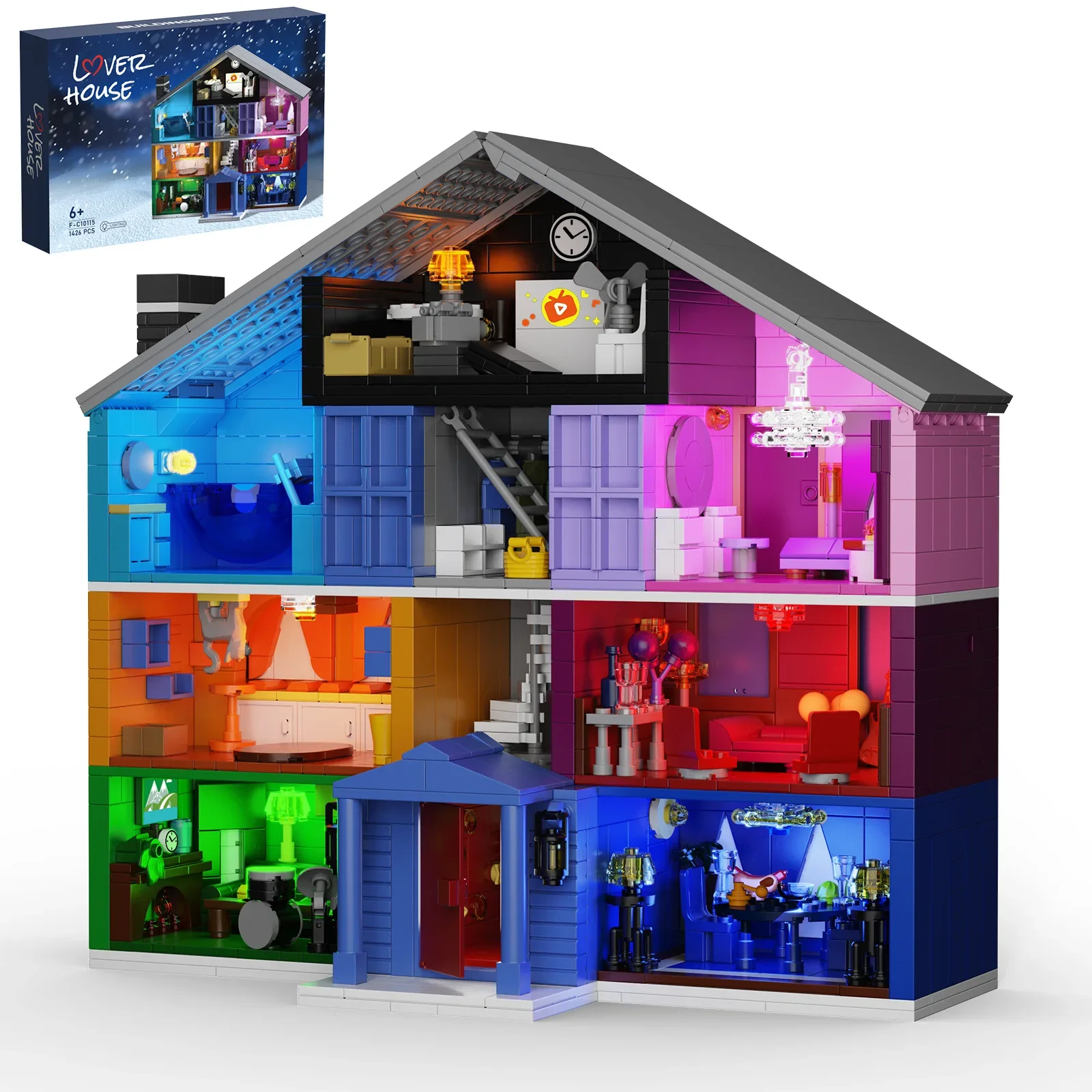 MOC วันวาเลนไทน์ Building Blocks รุ่น Pink Palace ของเล่น Mystery Lodge อิฐ DIY ประกอบของเล่นผู้ใหญ่ครบรอบของขวัญ