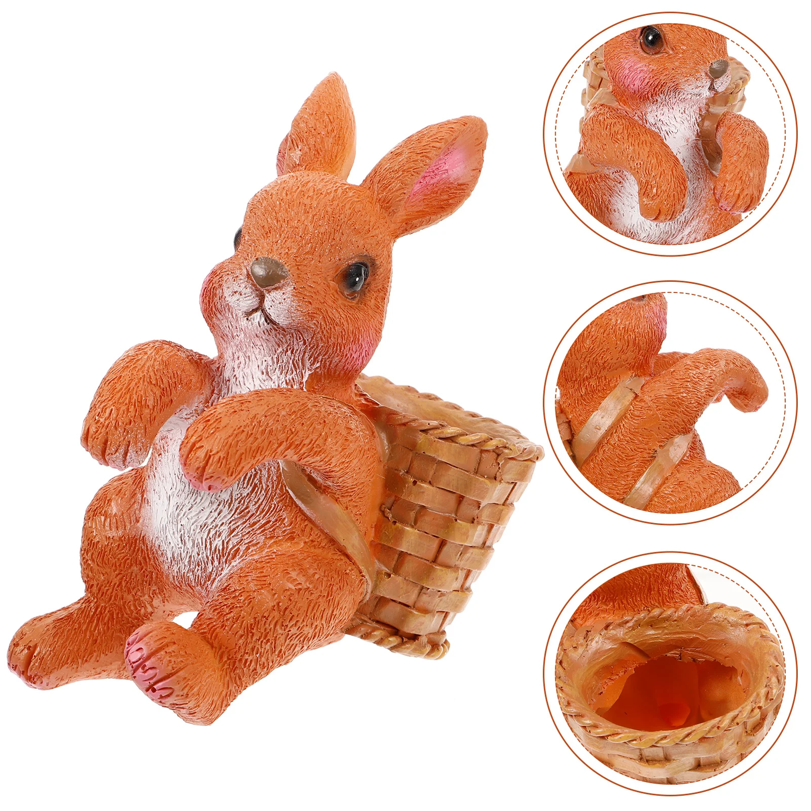 

Rabbit Ornaments in Basket Fish Tank Cartoon Small Decor Resin Bunny Decorations Aquarium