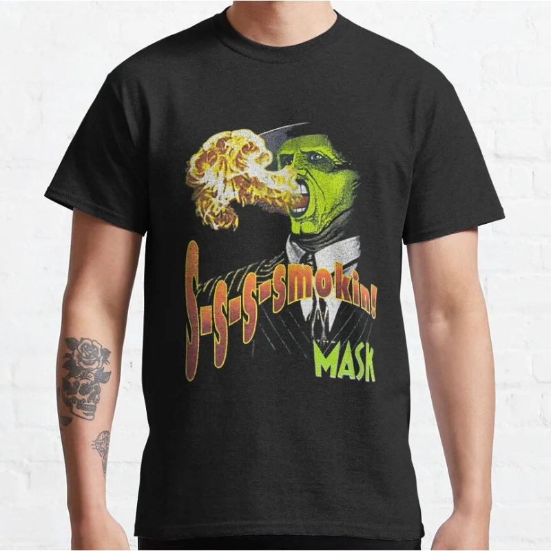 

Retro S-s-s-smokin! 80s Vintage Funny movie Jim carrey The mask Graphic T Shirts large size mens clothing Adult tops S-6XL