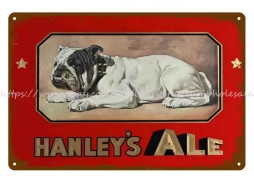 wall art posters HANLEY'S ALE REVERSE PAINTED GLASS metal tin sign