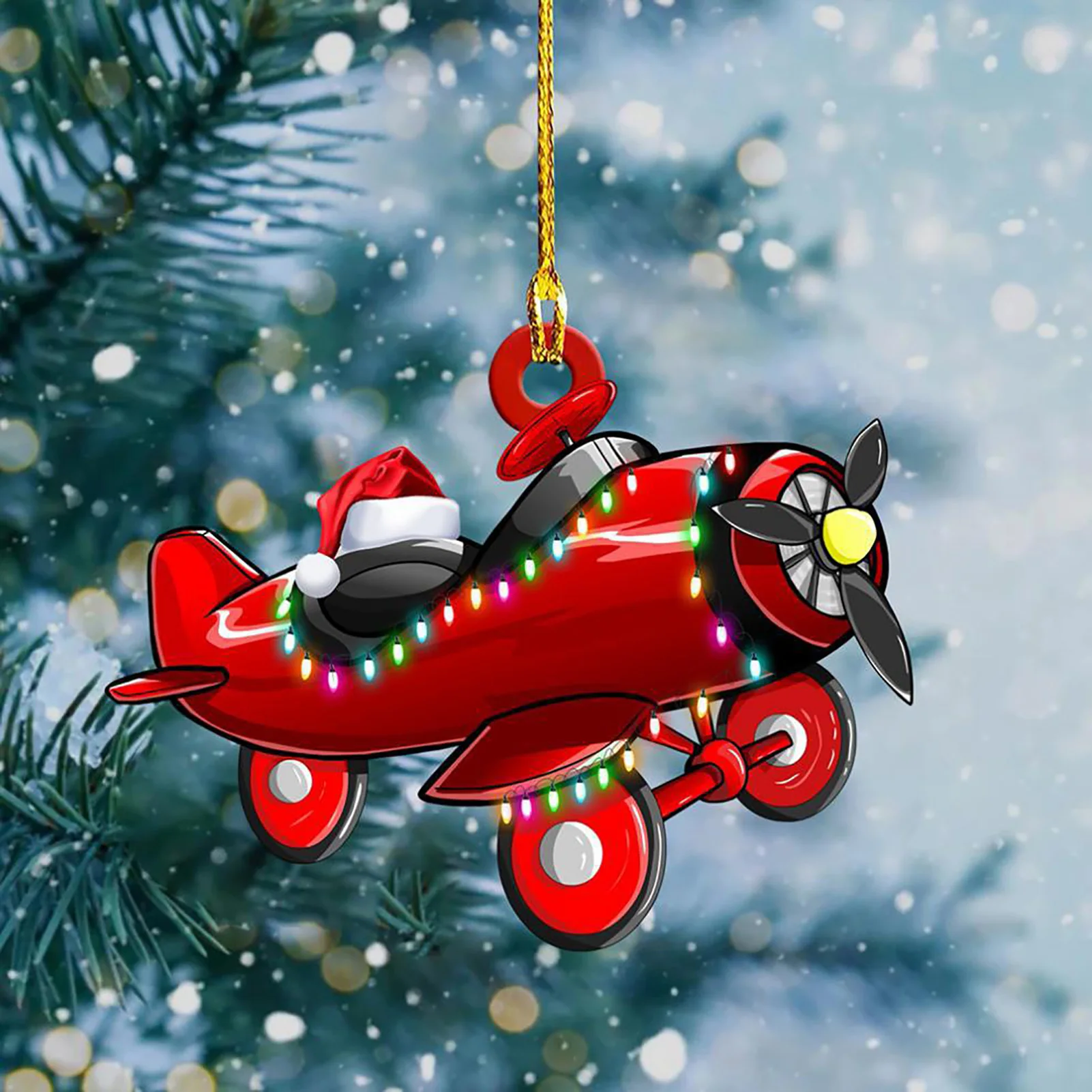 Cartoon Airplane Car albero di natale ciondolo decorazioni appese creativo 2D acrilico escavatore ornamenti aerei decorazioni per l\'albero di natale