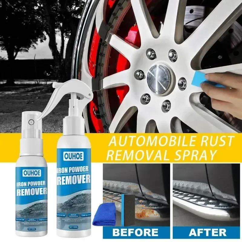 Car Tire Metal Rust Remover Spray Multi-purpose Maintenance Liquid Rust Remover Detergent Iron Powder Cleaner Set Accessories Ne