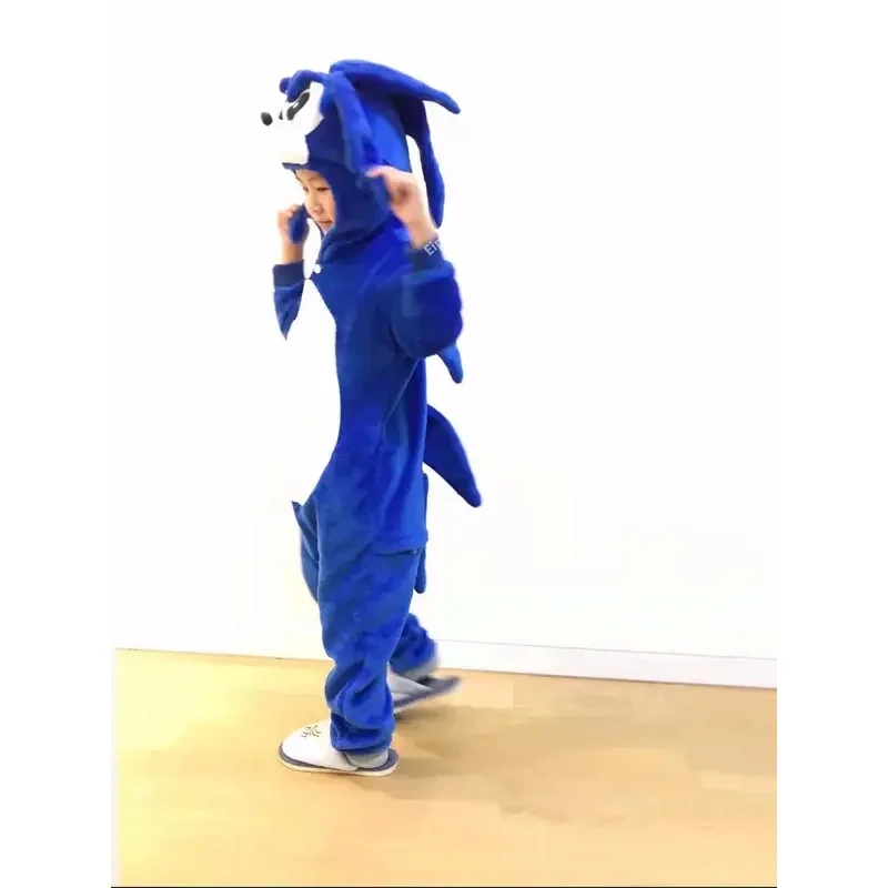 Autumn and Winter Flannel One Piece Pajamas Anime Clothing Hooded Home Clothes Adult Children