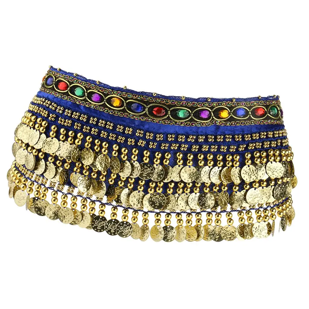 Belly Dance Belt for Women Girls Hip Scarf with Dangling Gold Coins