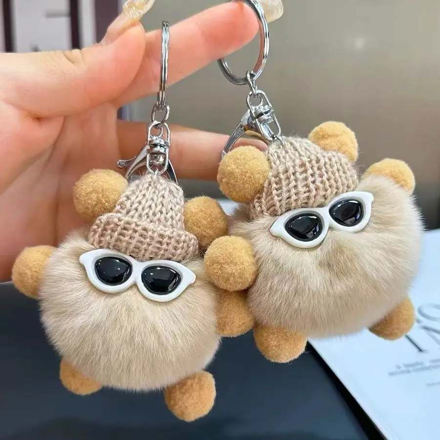 Imitation Rex Rabbit Fur Little Briquette Elf Car Keychain Pendant Ins Internet Celebrity Cute Plush Doll Bag Pendant