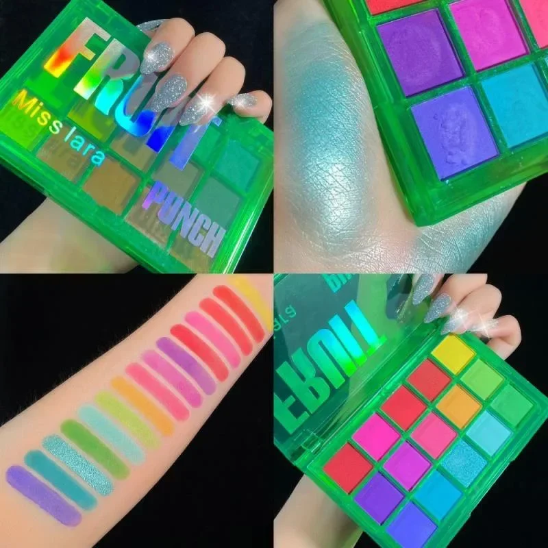 Miss Lara-paleta de sombras de ojos para fiesta, paleta de neón, 15 sombras mate brillantes, pigmento mate