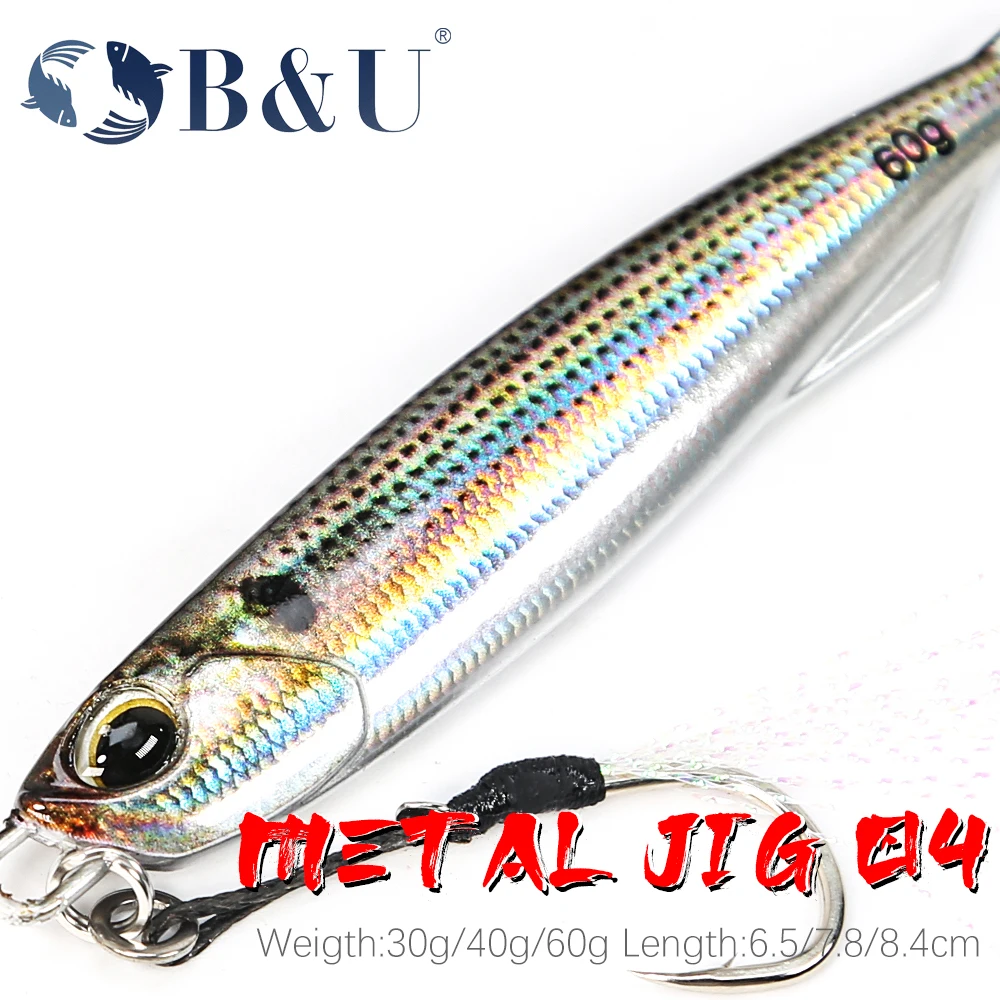 

B&U 30G/40G/60G 3D Print Metal Cast Jig Spoon Shore Casting Jigging Fish Sea Bass Saltwater Fishing Lure Artificial Bait Tackle