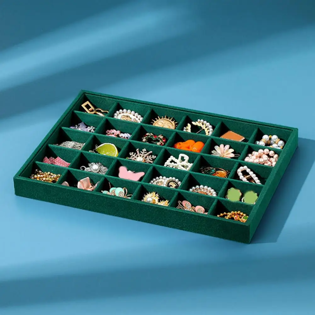 

Jewelry Organizer Tray Earring Storage Box Capacity Brooch Storage Tray with 30 Compartments Soft Lining Beads for Rings