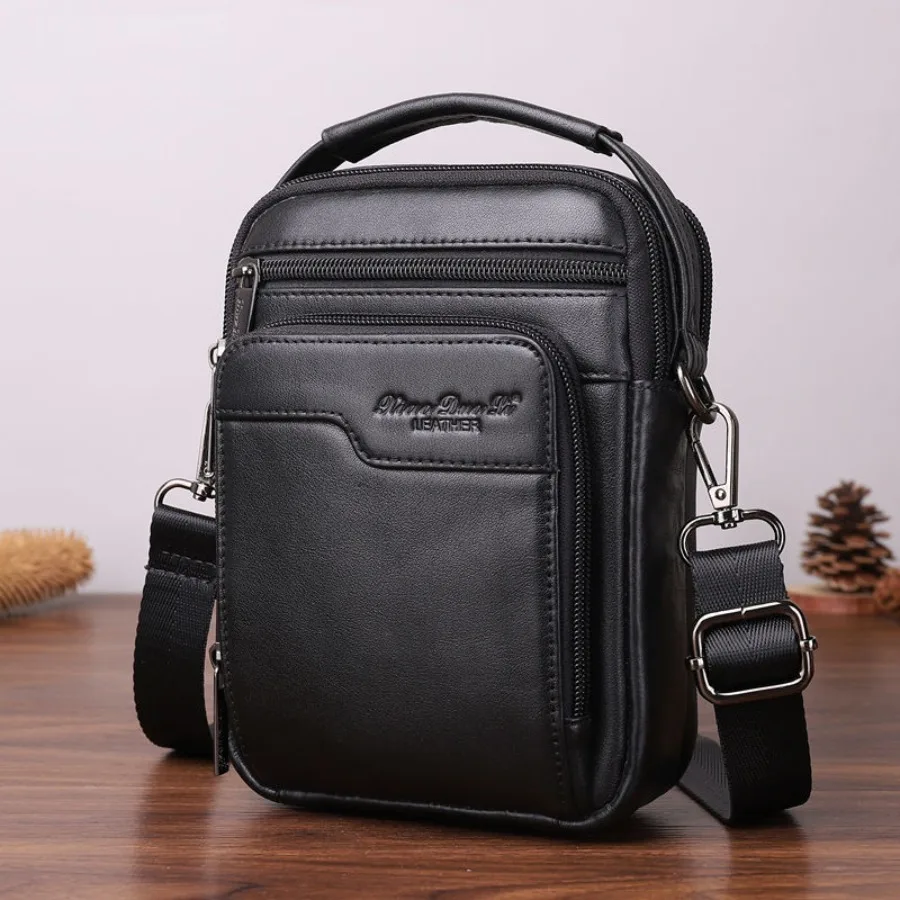 

【New style】New genuine leather men's backpack 7 inch mini shoulder bag cow leather handbag multifunctional mobile phone bag wai