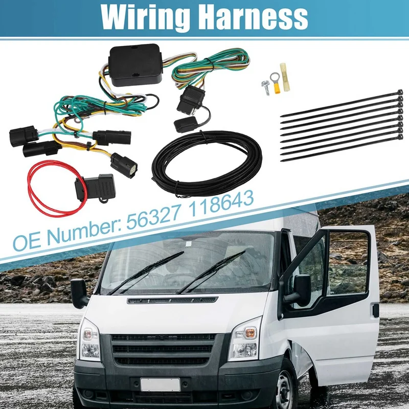 4 Way Trailer Wiring Harness Connector Plug Replacement Accessories 56327 118643 For Ford Transit-150/250/350 2015-2021