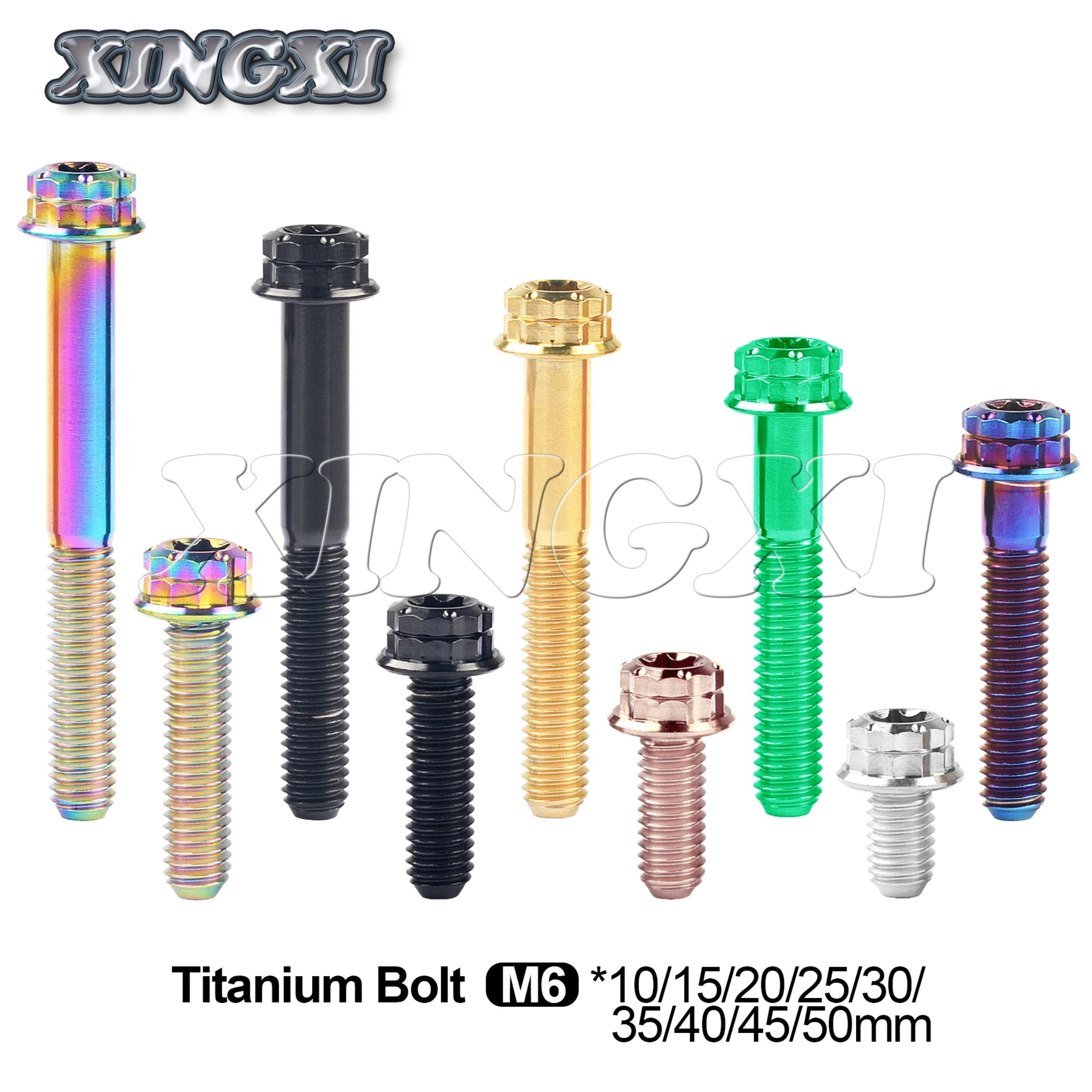 Xingxi M6x10 15 20 25 30 35 40 45 50mm Titanium Flange 12 Points Bolt  Torx for Cars and Motorcycles