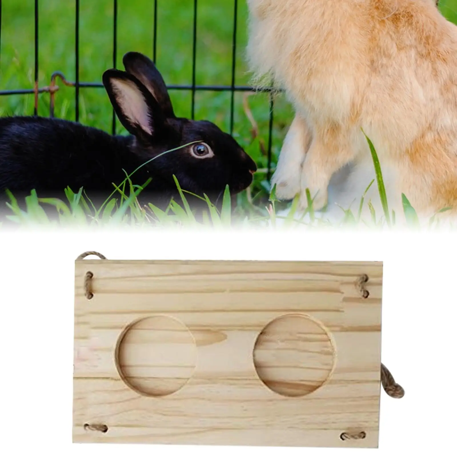 Wood Rabbit Hay Feeder Food Dispenser Multifunction Food Feeding Manger Bunny Hay Dispenser for Small Animals Hamsters Rabbit