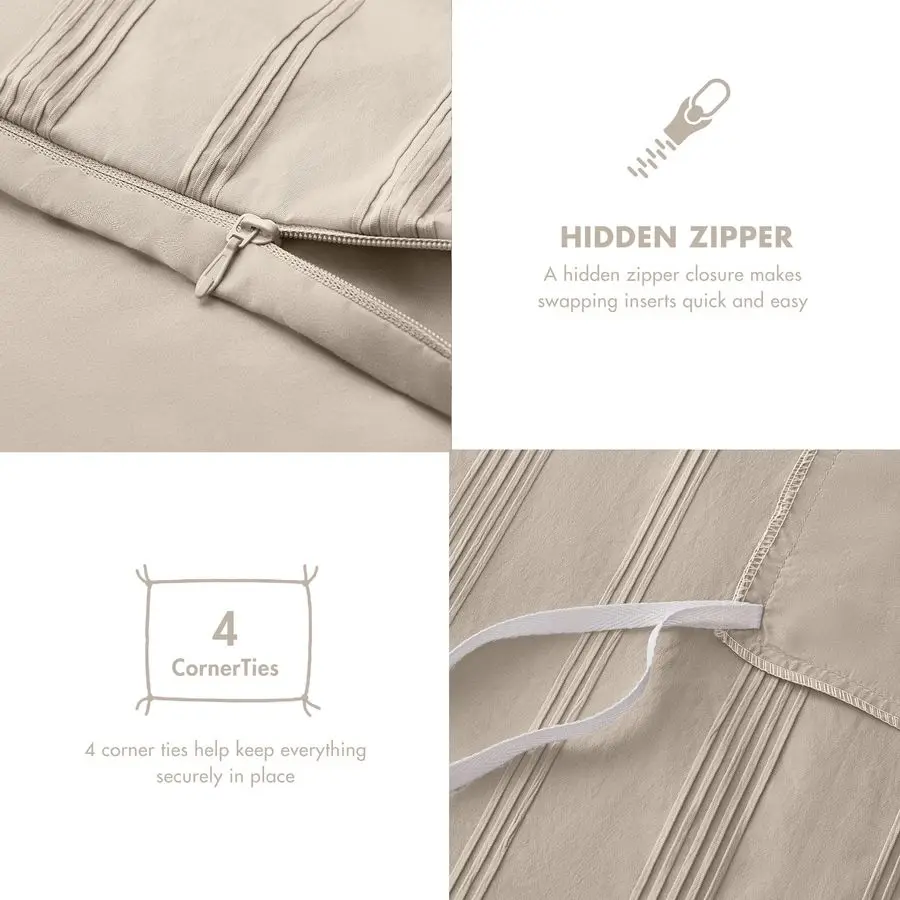 

Striped Duvet Cover Set Queen, Modern Minimalist Bedding Set with Premium Jacquard Stripe, 3 Pieces Duvet Cover Reversible with